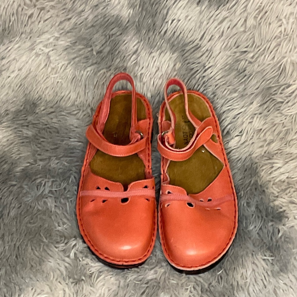 Naot Red Leather Mary Jane Sandals
